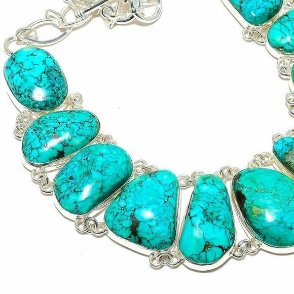 NEW - Tibetan Turquoise Handmade Sterling Adjustable Necklace - Picture 3 of 7